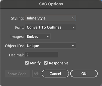illustrator export settings
