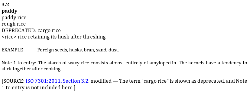 Example of a single term with elaborated specifications