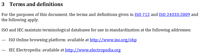 Illustration of predefined text of the Terms and Definitions section adjusted with two sources