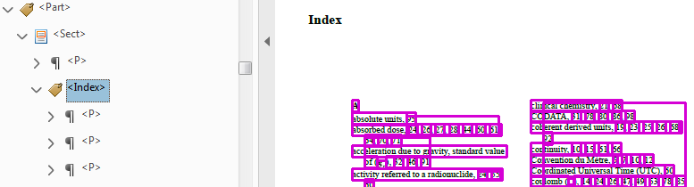 Tag `Index` for the document’s Index
