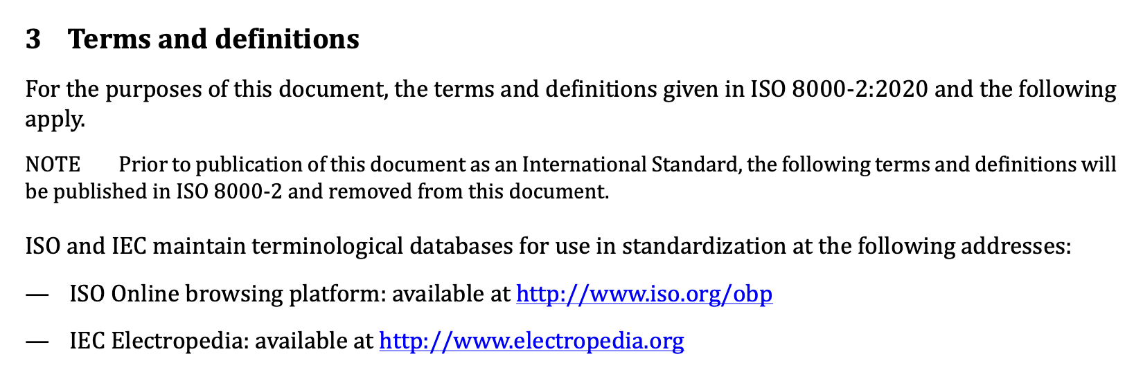 ISO 8000-114 CD draft with WG 13 required NOTE at Clause 3